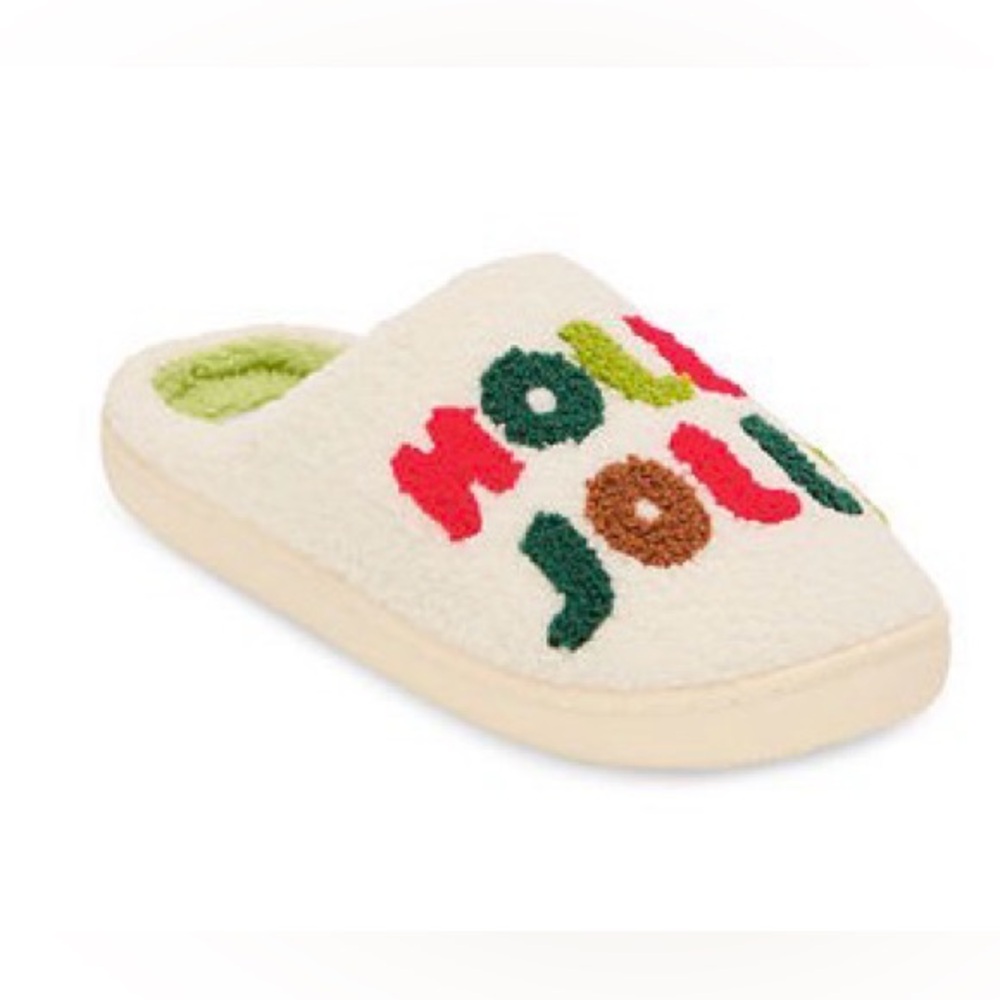 Olivia Miller Holly Jolly Closed Toe Slippers Open Back Size Medium Brand New!!